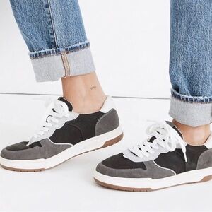 Madewell Tennis Court Shoes 7.5 Women NA838 Gray Color Block Suede Sneakers MWL